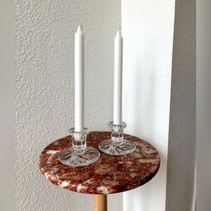 2 cut glass candlestick holders
